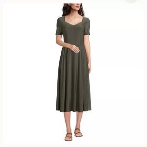 Lands' End XL Forest Moss Midi Dress